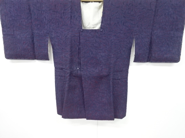 JAPANESE KIMONO / VINTAGE MICHIYUKI COAT / SILK / MATELASSE / WOVEN PLANTS